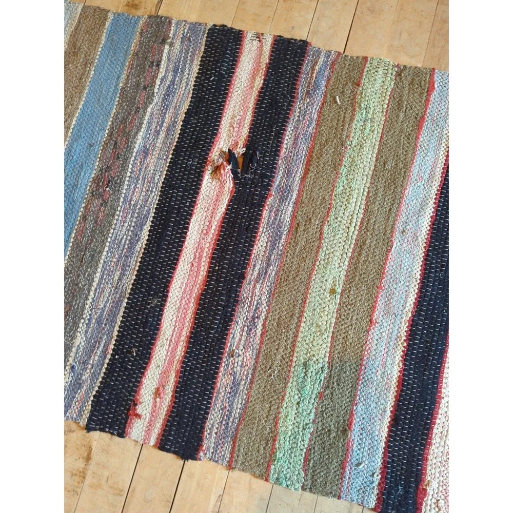 Antique Imported‎ Swedish HandMade Rag Rug Runner (24 x 181 inches )